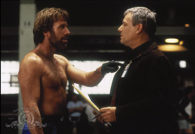 Chuck Norris and Ron Dean in Code of Silence (1985)