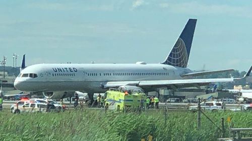 United Airlines flight skids off runway in New Jersey