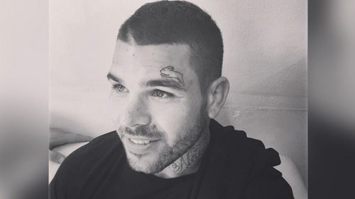 Rabbitohs half-back Adam Reynolds shows off his new tattoo. (Instagram, thomasburgess)