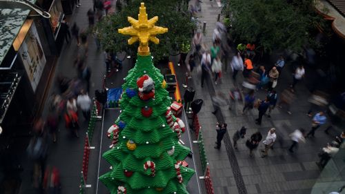 500,000 Lego bricks build Sydney Christmas tree