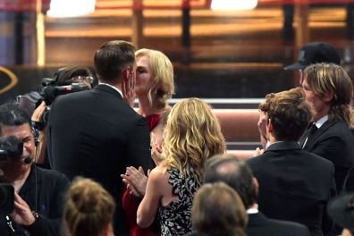 Nicole Kidman kisses Alexander Skarsgård at the 2017 Primetime Emmy Awards
