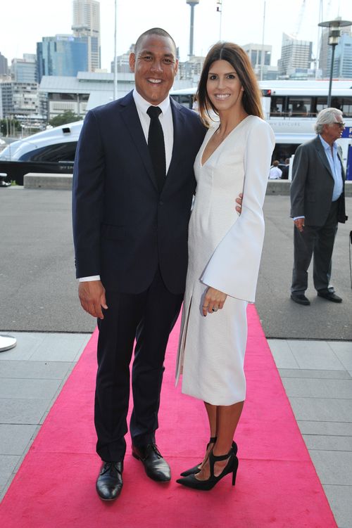 Geoff and Sara Huegill attend the Loyal Foundation Sail with the Stars Gala Dinner in 2014. Picture: AAP