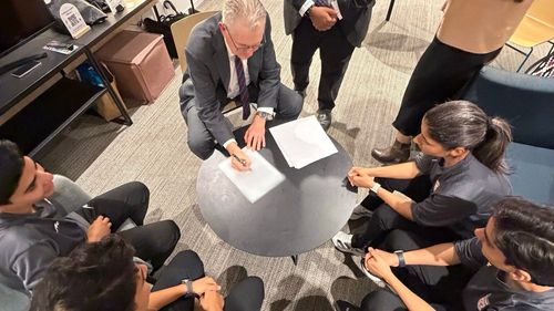 The five footballers were granted humanitarian visas overnight.