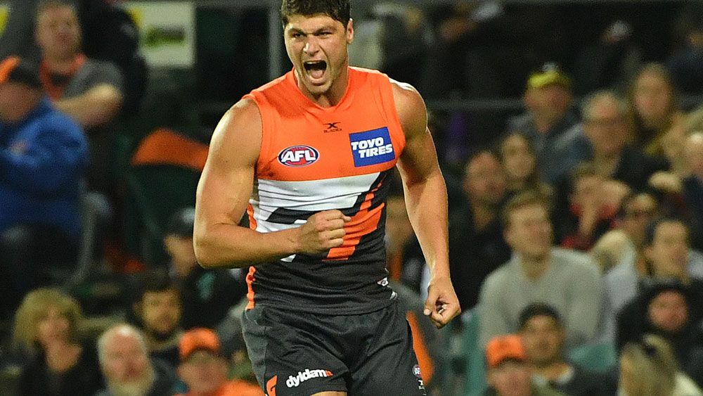 Jonathon Patton enjoyed a night out for the Giants. (AAP)