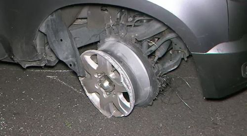 The stolen vehicle blew two tyres before eventually coming to a stop on Mackinnon Parade in North Adelaide.