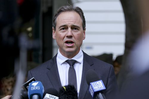 Health Minister Greg Hunt said people should be allowed freedom of speech following a question about a scrapped gay conversion therapy policy. (AAP)