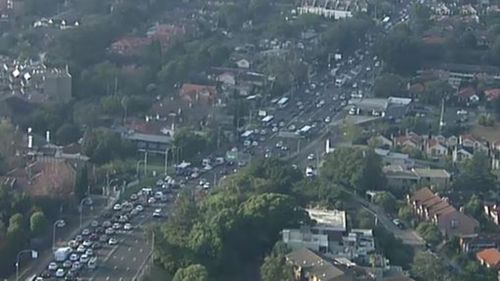 Traffic has banked up as commuters are forced to drive to work. (9NEWS)