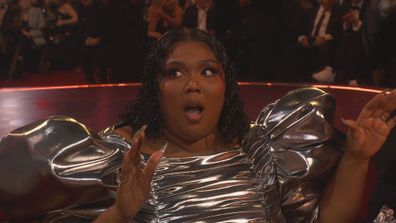 Lizzo in shock after winning Record of the Year at the Grammys 2023.