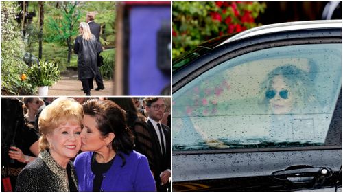 Meryl Streep and Meg Ryan were among many famous guests who attended a private memorial for Carrie Fisher and Debbie Reynolds. (AFP)