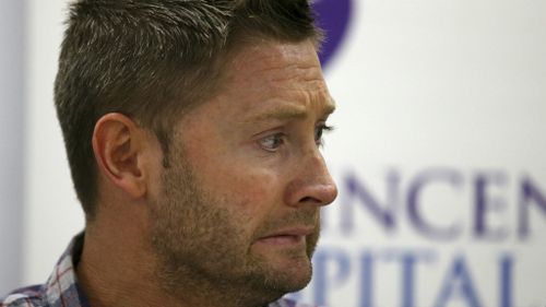 A distraught Michael Clarke at a press conference following the death of Phillip Hughes. (AAP)