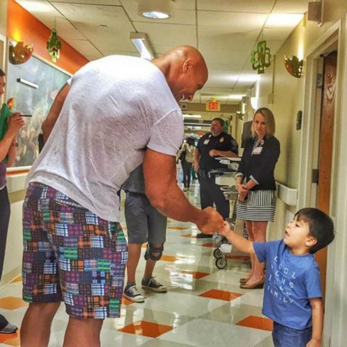 Johnson meets young fan Aiden. (Instagram)