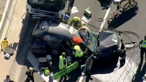 The collision at Fawkner yesterday. (9NEWS)