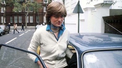 Lady Diana Spencer in front of her London apartment, 1980