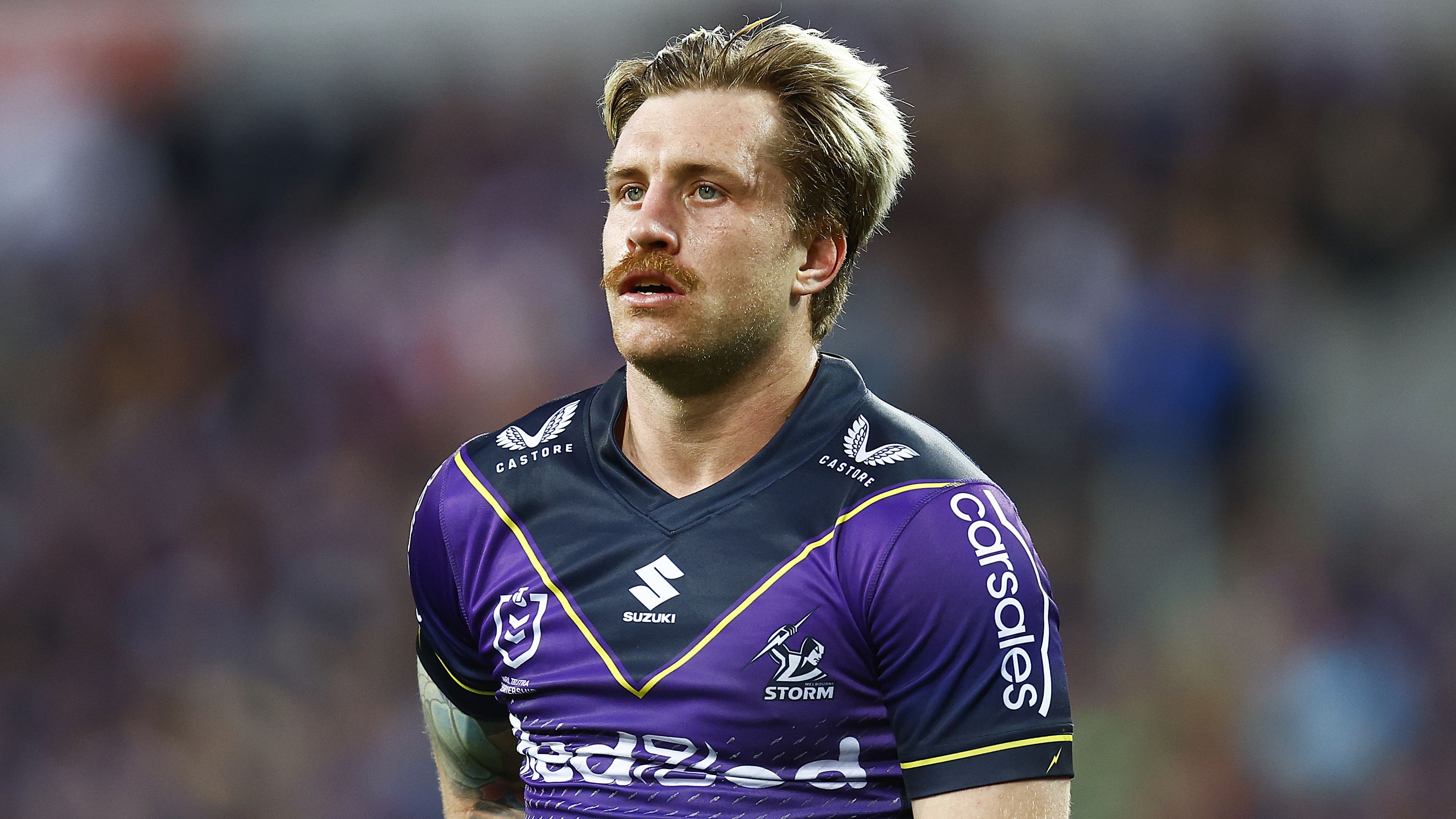 Cameron Munster looks on during the NRL elimination final match between the Melbourne Storm and the Canberra Raiders.