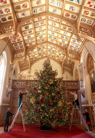 Christmas tree in St Georges Hall, Windsor Castle