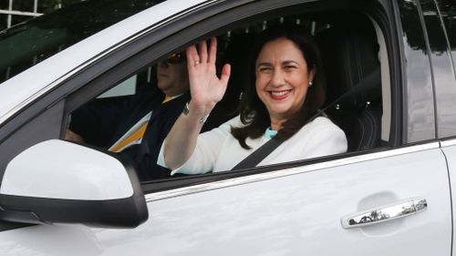 Annastacia Palaszczuk arrives at Government House to speak with the Governor. (Image: AAP)