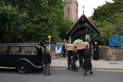 The funeral cortege for the funeral of Dame Deborah James at St Mary's Church on July 20, 2022 in Barnes, England.  