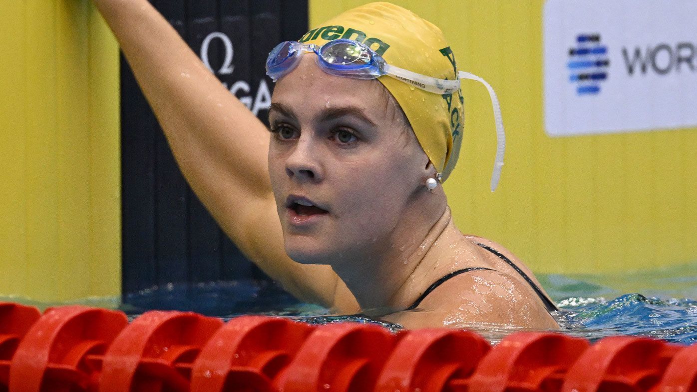 Shayna Jack pictured at the 2023 World Aquatics Championships in Fukuoka, Japan