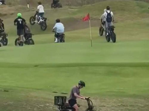 A gang of teenagers on e-bikes have been captured hooning down streets and even a golf club on Sydney's northern beaches, sparking fears it's only a matter of time before there's another fatality.