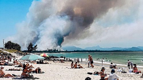 A photo of the blaze taken yesterday from a beach in Byron Bay.