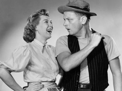 Joyce Randolph and Art Carney in their roles on The Honeymooners. 
