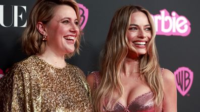 SYDNEY, AUSTRALIA - JUNE 30: Greta Gerwig (L) and Margot Robbie attend the "Barbie" Celebration Party at Museum of Contemporary Art on June 30, 2023 in Sydney, Australia. "Barbie", directed by Greta Gerwig, stars Margot Robbie, America Ferrera and Issa Rae, and will be released in Australia on July 20 this year. (Photo by Hanna Lassen/Getty Images)