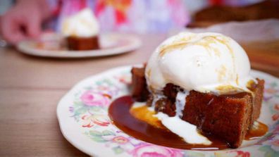 Classic sticky date pudding with hot butterscotch sauce