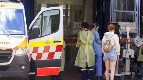 SYDNEY, AUSTRALIA - JANUARY 21: A general view of the emergency entrance of Royal Prince Alfred Hospital on January 21, 2022 in Sydney, Australia. NSW has recorded 46 deaths from COVID-19 in the last 24 hours, marking the deadliest day in the state since the start of the pandemic. NSW also recorded 25,168 new coronavirus infections in the last 24 hour reporting period. (Photo by Jenny Evans/Getty Images)