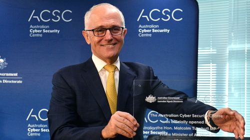 Prime Minister Malcolm Turnbull pictured at the Australian Cyber Security Centre at the Brindabella Business Park in Canberra today.  