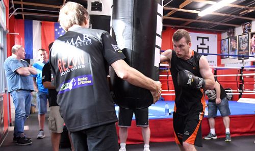 Horn trains in Las Vegas ahead of the fight. Picture: AAP