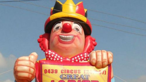 Joker steals giant inflatable circus clown in Adelaide