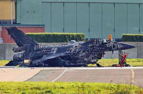 Authorities said no one was injured after the Belgian warplane exploded at the air base.