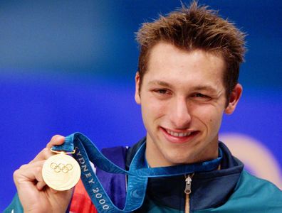 Ian Thorpe after winning gold in the 400m freestyle and breaking his own world record at the Sydney 2000 Olympics.