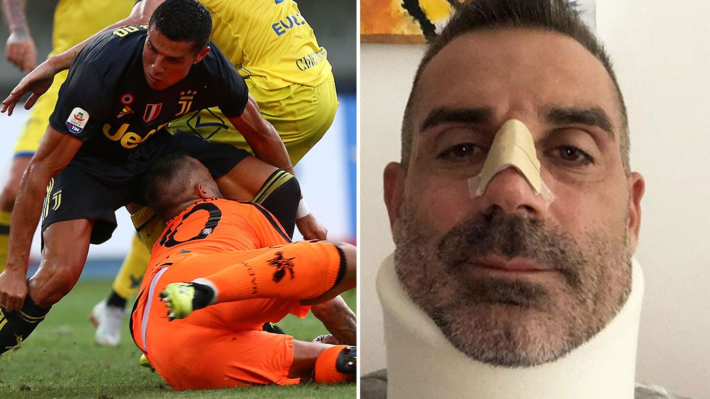 Cristiano Ronaldo savaged by goalkeeper's girlfriend after brutal collision