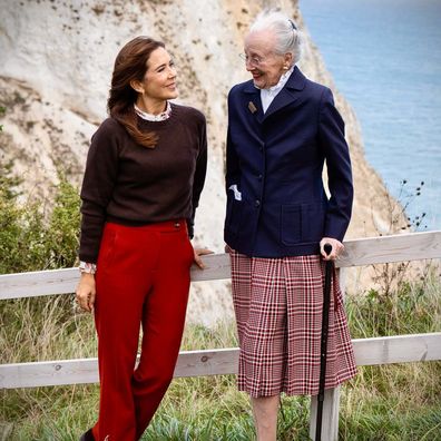 Queen Mary of Denmark and Queen Margrethe II of Denmark visit GeoCenter Møns Klint on September 15, 2025 in Borre bij Stege, Denmark. Photo by the Danish Royal Household