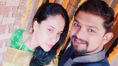 Sonam Shelar pictured with husband Sagar Shelar.