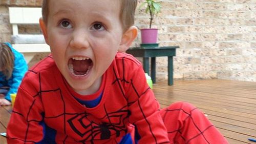 William in his Spiderman suit.