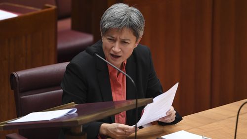 Penny Wong has criticised Marise Payne for attending a conference on press freedom after the AFP raids on the ABC and News Corp.