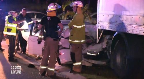 Four people have been hospitalised after a fiery crash on a suburban street west of Brisbane.Police are now investigating whether dangerous driving played a part in the collision.. as hooning videos emerge on social media.