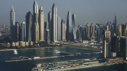 Dubai Marina- minus any rain.