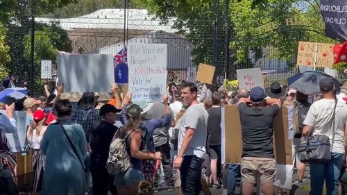 Protesters arrive at Melbourne Cup gate