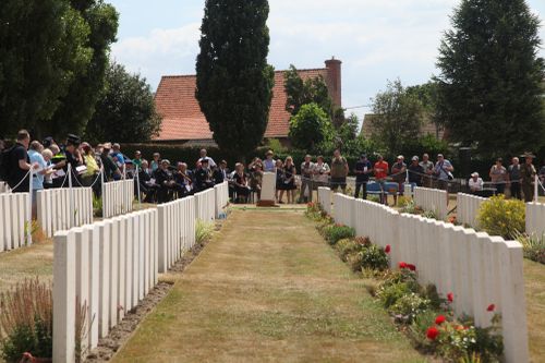 Defence dignitaries from partner nations and spectators attend the funeral of an unknown Australian WW1 soldier at Tyne Cot Cemetery in Zonnebeke, Belgium.  