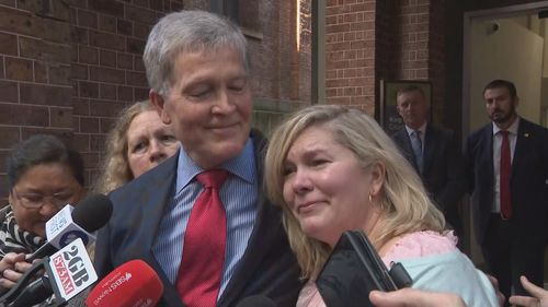 Scott Johnson's siblings, Steve and Rebecca, outside court after the sentencing.