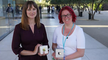Clair d&#x27;Este (left) and Amanda Schofield (right) have taken home trophies at the Apple Design Awards.