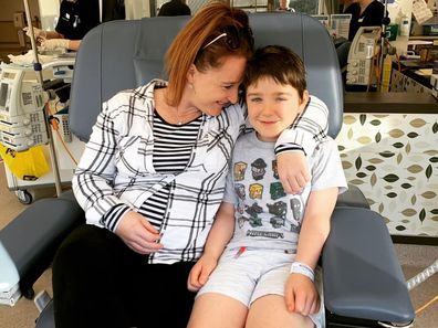 Jessica Pearce with her son Seth Matic in hospital.