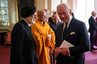 King Charles III meets with faith leaders during a reception at Buckingham Palace on September 16, 2022 in London, United Kingdom. 