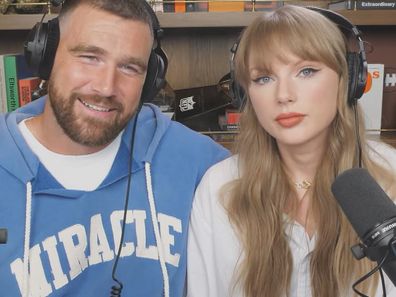 Taylor Swift and Travis Kelce on the New Heights podcast