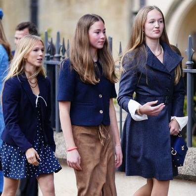 Isla Phillips, Harriet Sperling's daughter Georgina and Savannah Phillips leave after attending the Easter Service at St George's Chapel, Windsor Castle, Berkshire. Picture date: Sunday April 5, 2026
