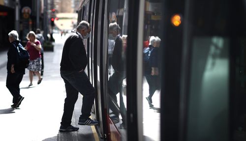 Light Rail passengers are seen wearing face masks in Sydney CBD on September 02, 2020 in Sydney, Australia. 