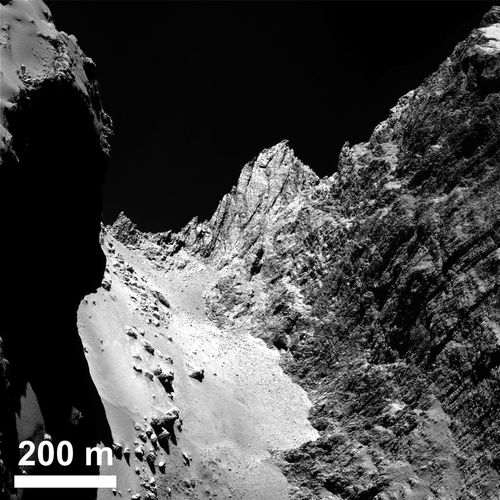 A close-up of the surface of 67P (ESA).